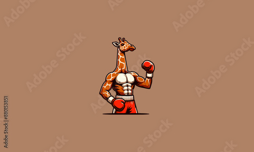 giraffe wearing pant and gloves boxing vector mascot design