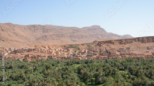 View of a village in the Moroccan desert