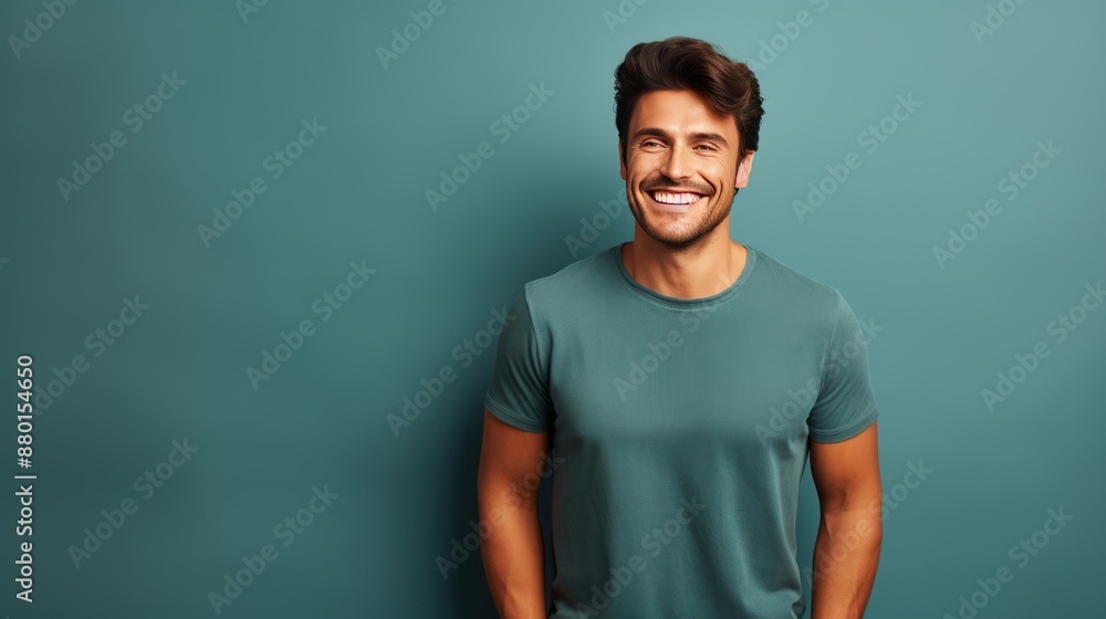 Confident man in casual wear, studio setting, bright smile Confident man in casual wear, studio setting, bright smile