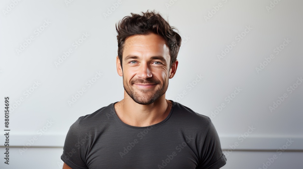 Confident man smiling in studio, bright lighting, Confident man smiling in studio, bright lighting,