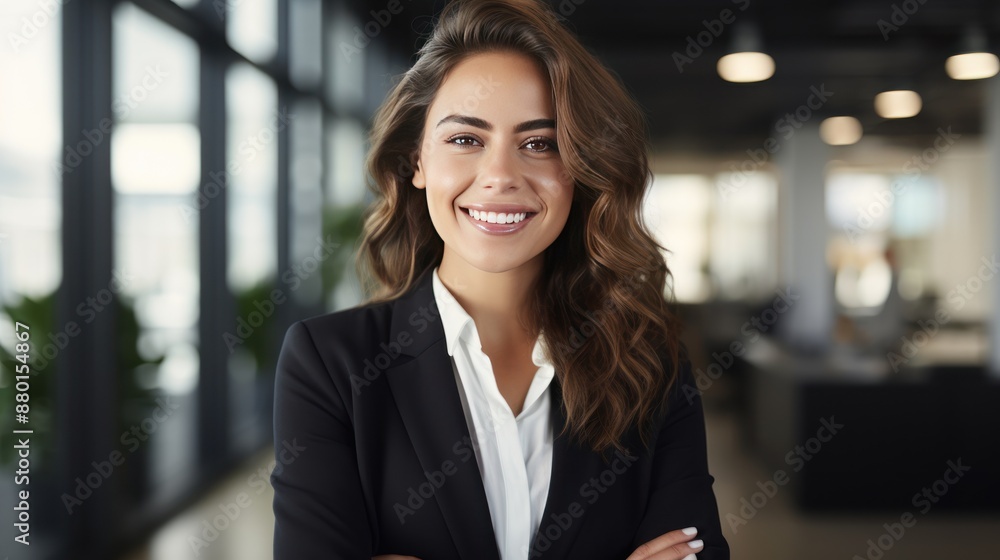 Confident woman in business attire, smiling, indoor office setting, Confident woman in business attire, smiling, indoor office setting,