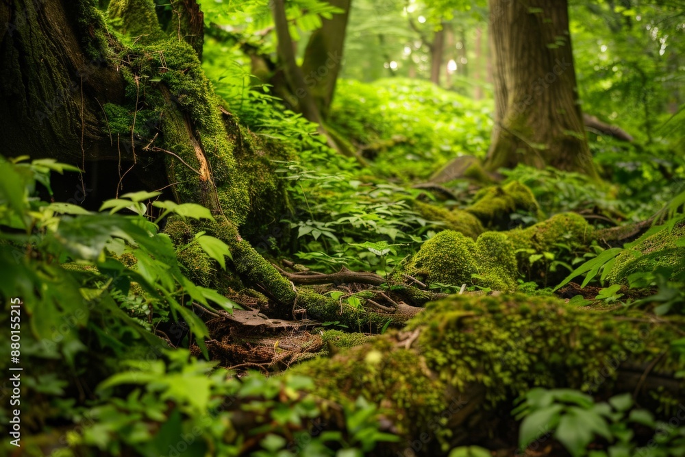 Lush Forest Floor with Moss and Roots. Lush Forest Floor with Moss and Roots.
