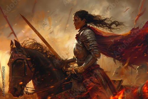 Woman Warrior Riding Through Fire.