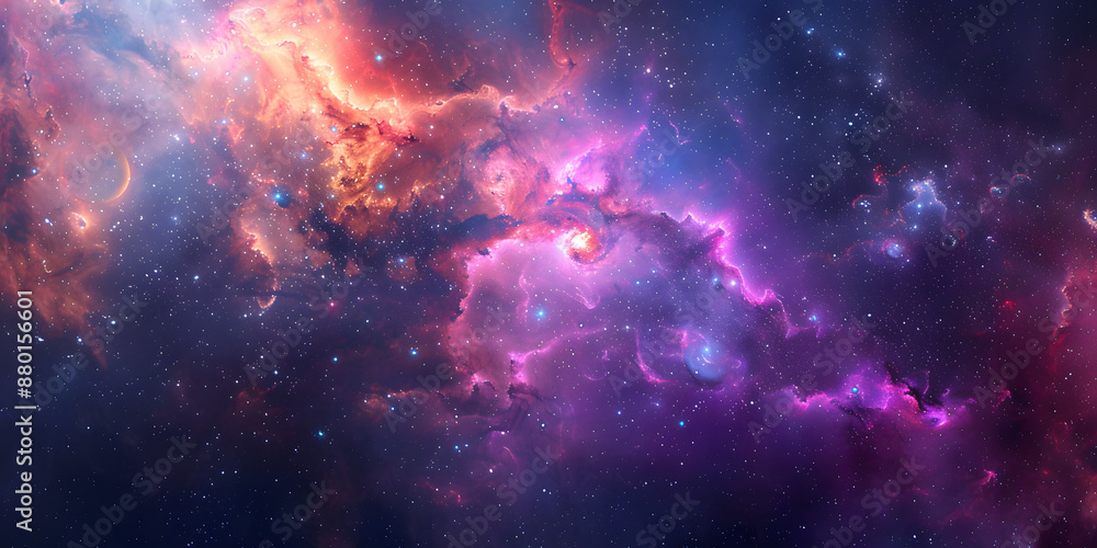 Galáxia com nebulosas coloridas em movimento giratório Galáxia com nebulosas coloridas em movimento giratório