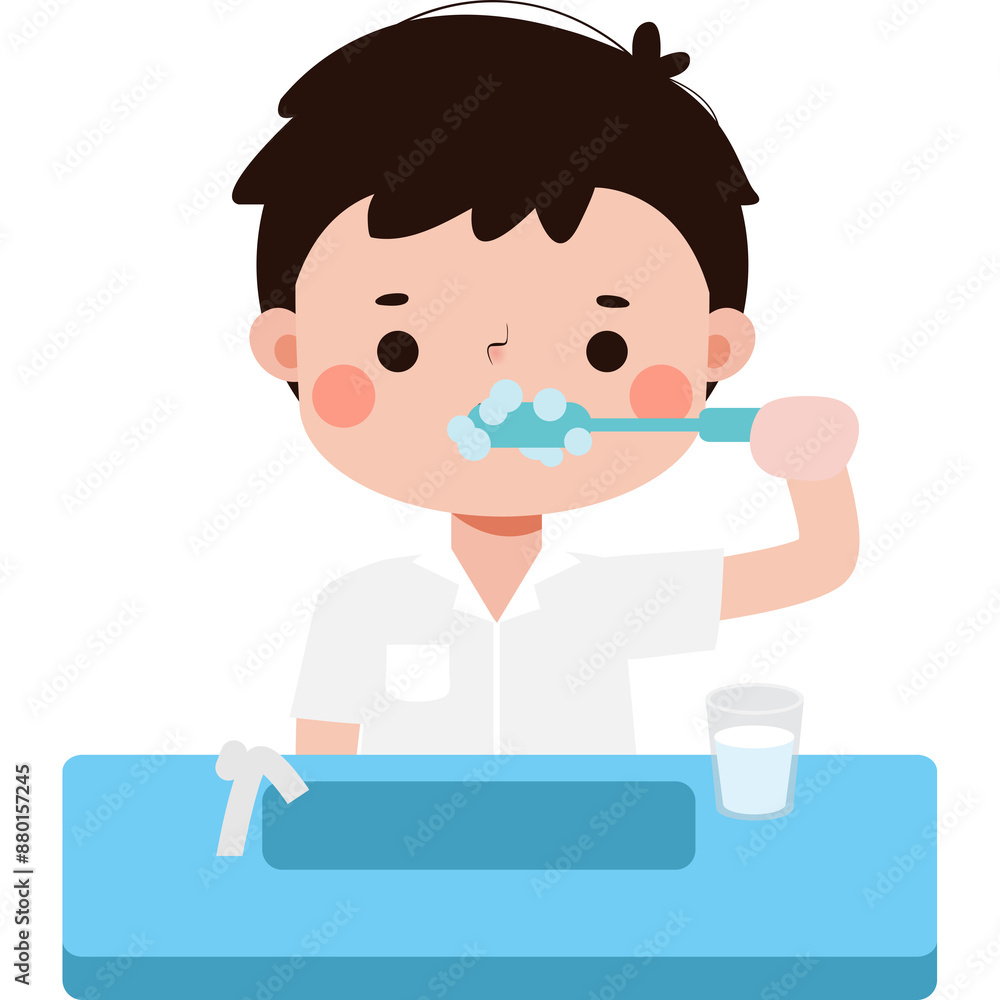 thai student brushing teeth Illustration flat style thai student brushing teeth Illustration flat style