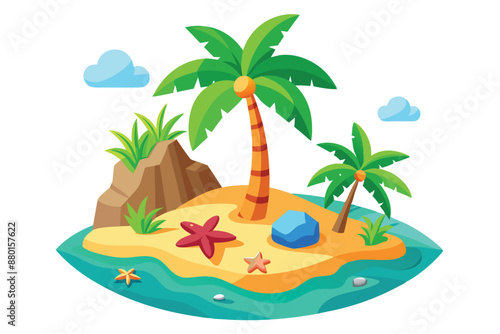 Palm tree with beach vector illustration