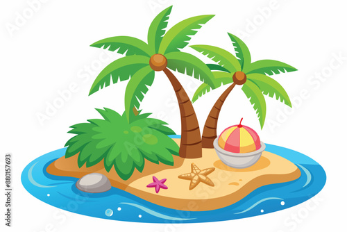 Palm tree with beach vector illustration
