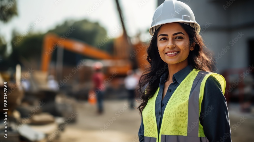 Female Indian engineer smiling confidently at the camera Female Indian engineer smiling confidently at the camera