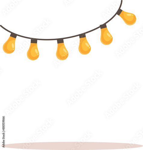 String of lights is hanging, creating a warm and inviting atmosphere