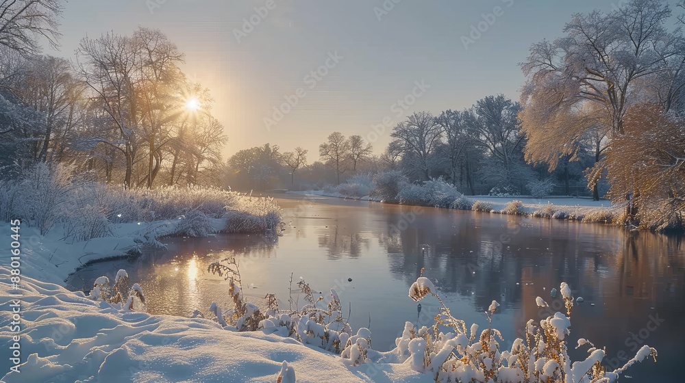 Fototapeta premium river in winter