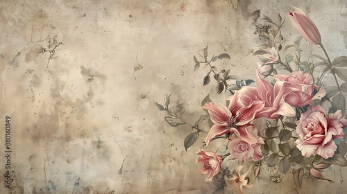 Vintage Floral Bouquet on a Textured Background