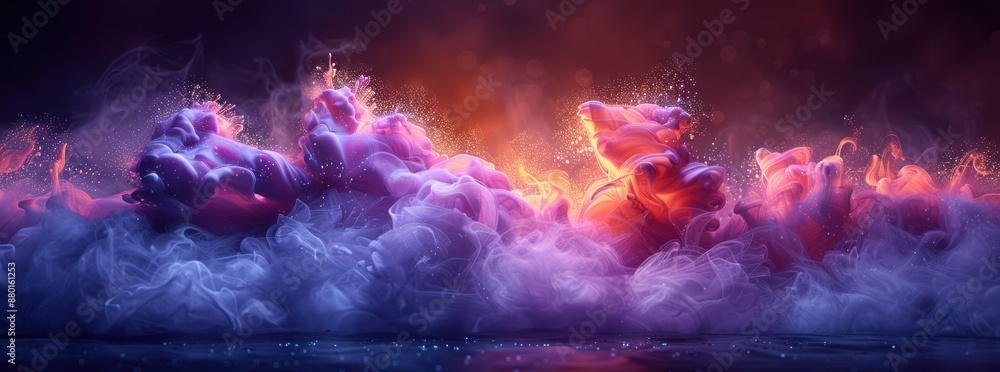 Abstract Ink Swirls with Glittering Background Abstract Ink Swirls with Glittering Background