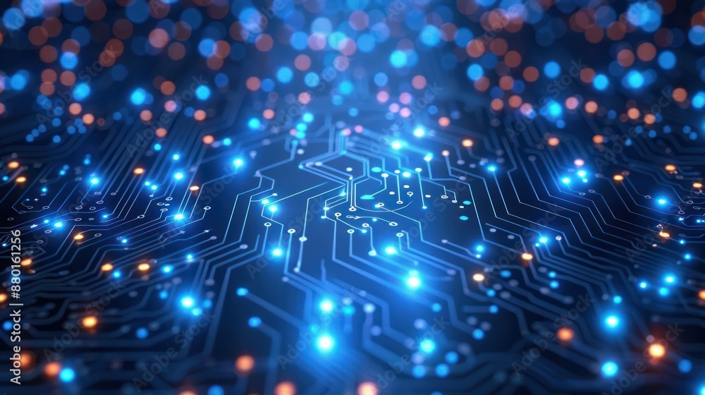 Abstract Digital Circuit Board with Glowing Lights Abstract Digital Circuit Board with Glowing Lights