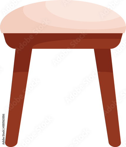 Round stool with soft seat standing on four legs, element of furniture for apartment design