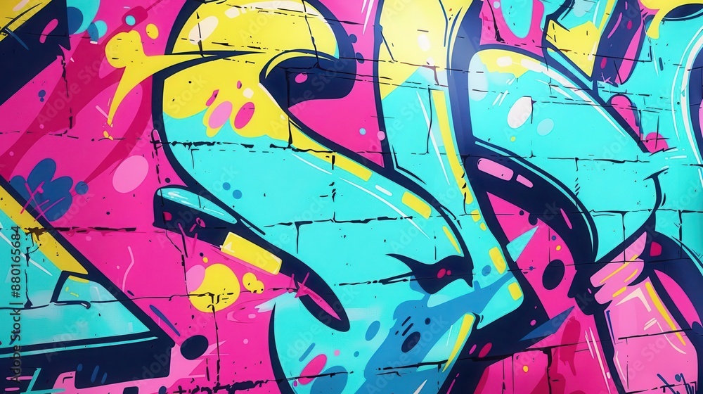 Fototapeta premium 21 Graffiti rebellion flat design side view urban movement theme animation colored pastel