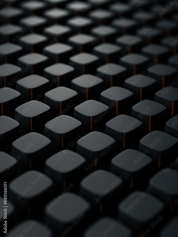 Obraz premium Geometric black squares, sleek modern pattern, abstract repetitive design, futuristic surface texture in dark tones