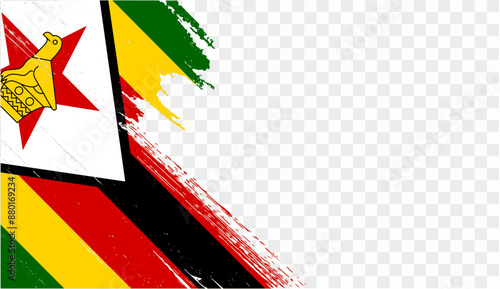 Zimbabwe flag brush paint textured isolated on png or transparent background. vector illustration  