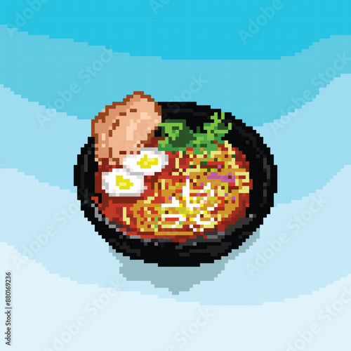 Pixel Art Vector Illustration Ramen Hot Spicy photo