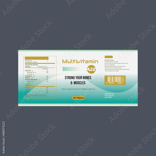 multi vitamin label, Supplement, vitamin label design, label design, food label, health design, bottle product jar label, vita, packaging, capsule label