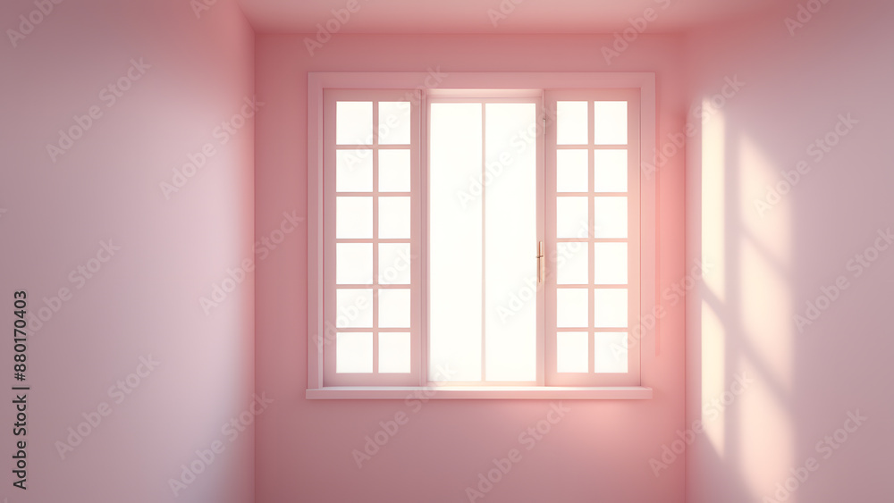 A window in a room with a pink wall A window in a room with a pink wall