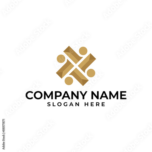 Gold Bar and abstract human as the logo represent the community of wealth and asset properties investment with the logo is in modern minimalist luxury and elegance style