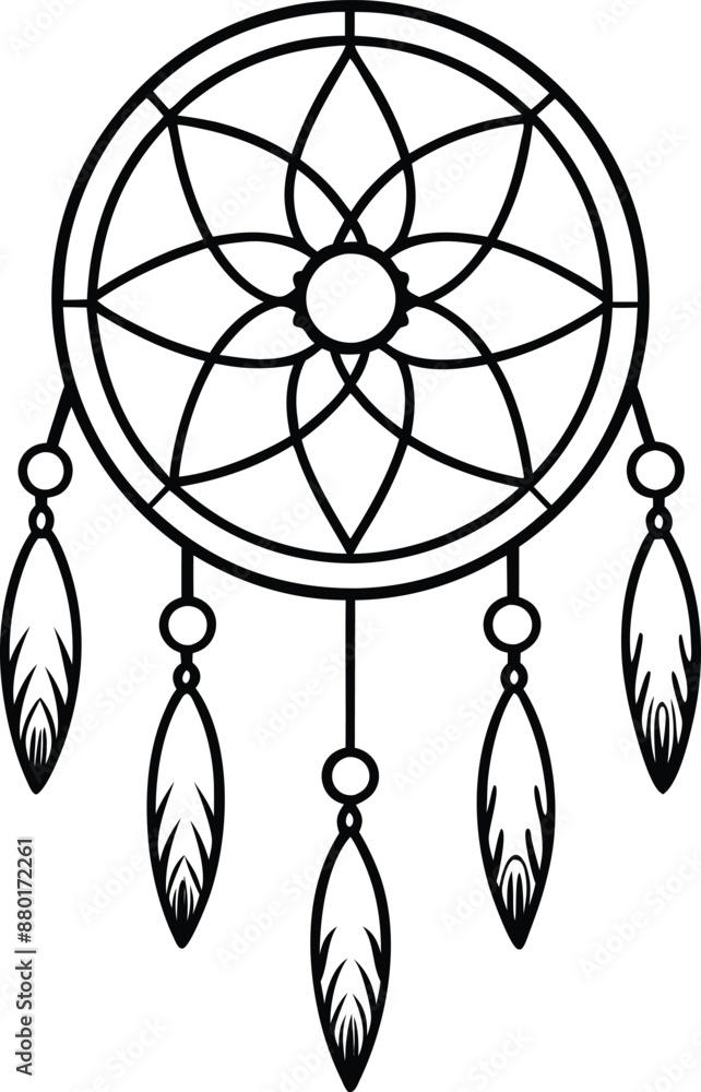 Fototapeta premium native american indian talisman dreamcatcher vector illustration