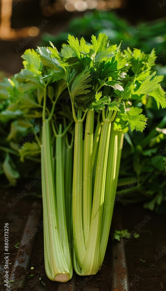 Obraz premium A highresolution photo of freshly harvested celery stalks