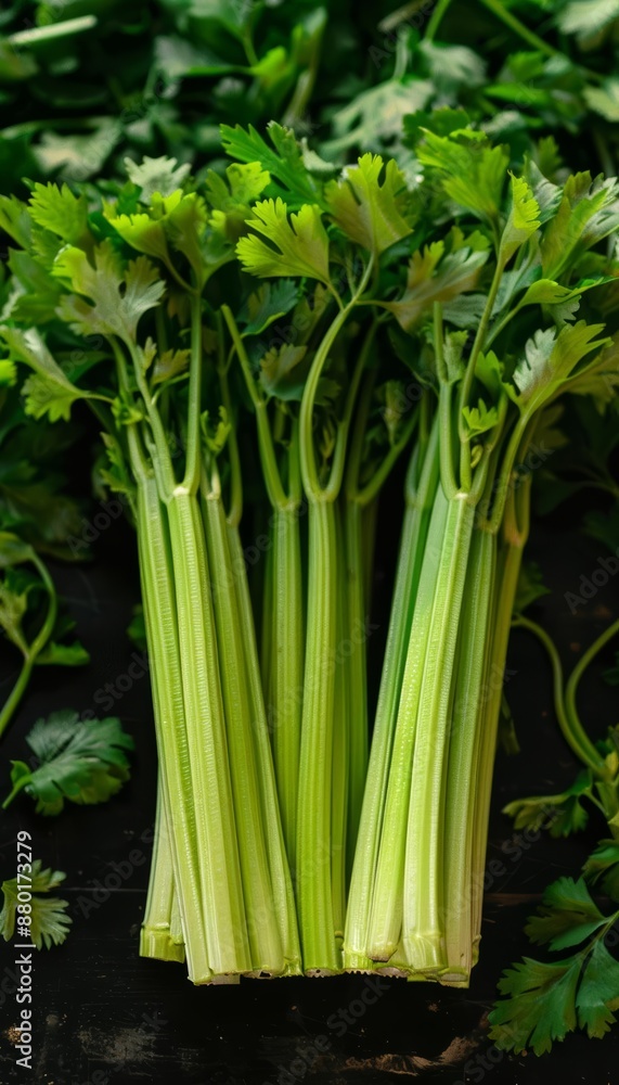 Obraz premium A highresolution photo of freshly harvested celery stalks