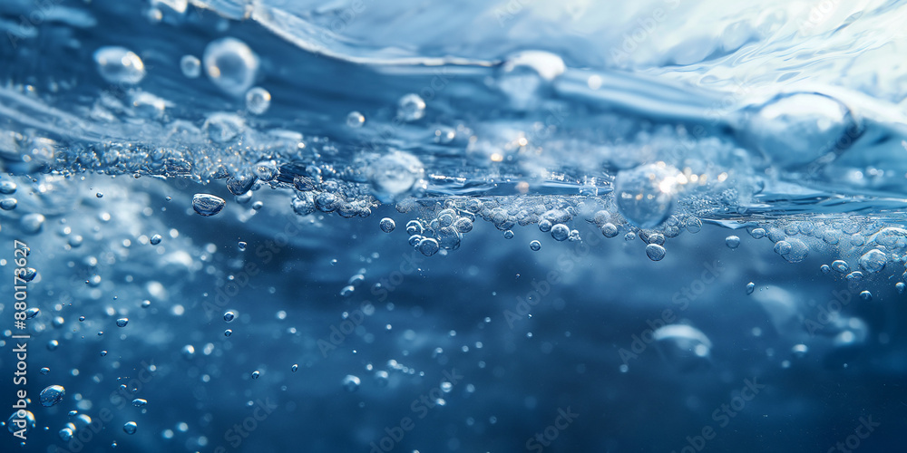A close up of the surface of a dark blue water, with ripples and bubbles visible in it A close up of the surface of a dark blue water, with ripples and bubbles visible in it