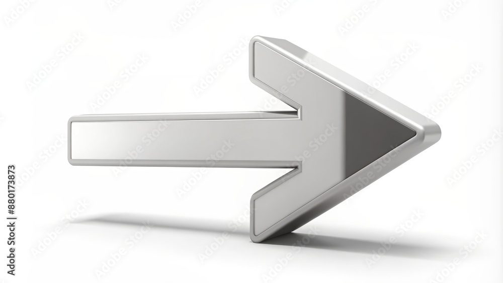 Minimalist white and grey 3D arrow sign symbol isolated on clean seamless white background in modern simple design. Minimalist white and grey 3D arrow sign symbol isolated on clean seamless white background in modern simple design.