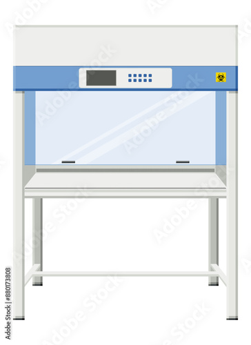 Biological safety cabinet (BSC) primary engineering control used to protect personnel against biohazardous or infectious agents. Flat design