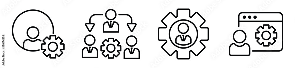Admin icon vector. User with gear head, administrator concept. vector stock. eps 10. illustration. icon set. Admin icon vector. User with gear head, administrator concept. vector stock. eps 10. illustration. icon set.