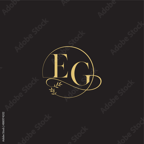 luxury concept EG circle and organic style wedding monogram design letter