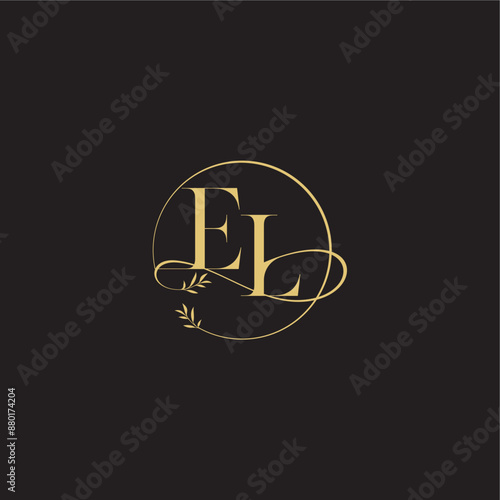 luxury concept EL circle and organic style wedding monogram design letter