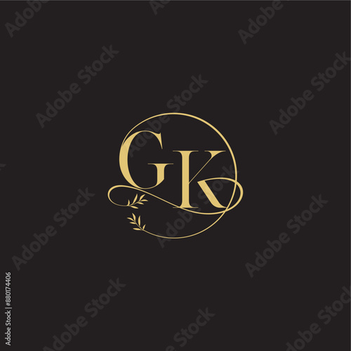 luxury concept wedding monogram design letter circle and organic style GK