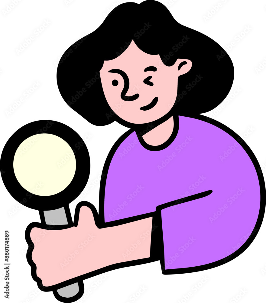 Fototapeta premium Vector of Child with magnifying glass illustration | search engine, web search
