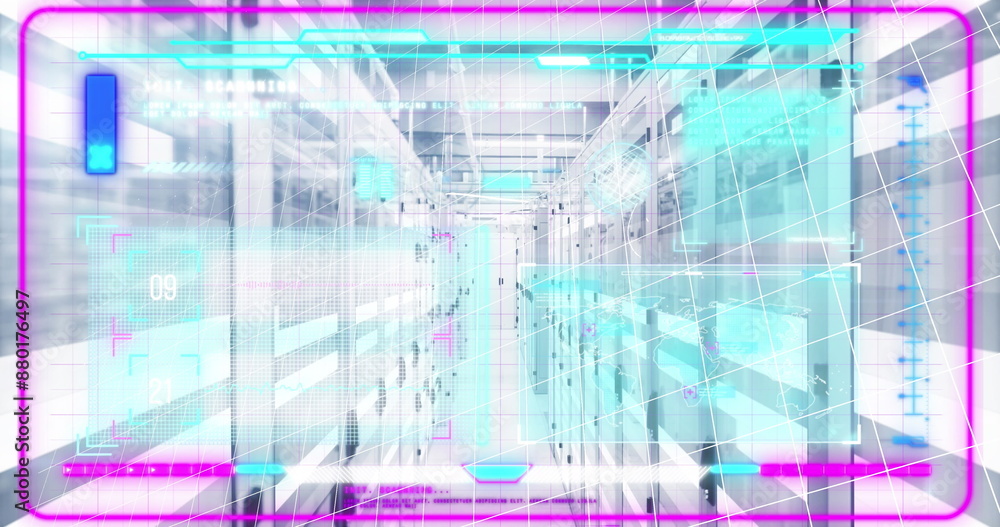 Obraz premium Image of mathematical equations and data processing over computer servers