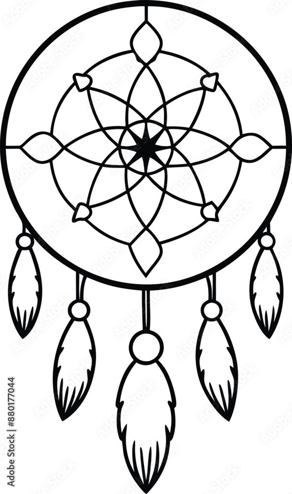 Fototapeta premium native american indian talisman dreamcatcher vector illustration