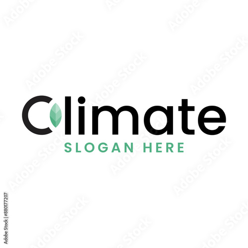 The initial C logomark for Climate logo  with the circle as globe and earth and the leaf signify sustainable environment executed in modern geometric and minimalist style