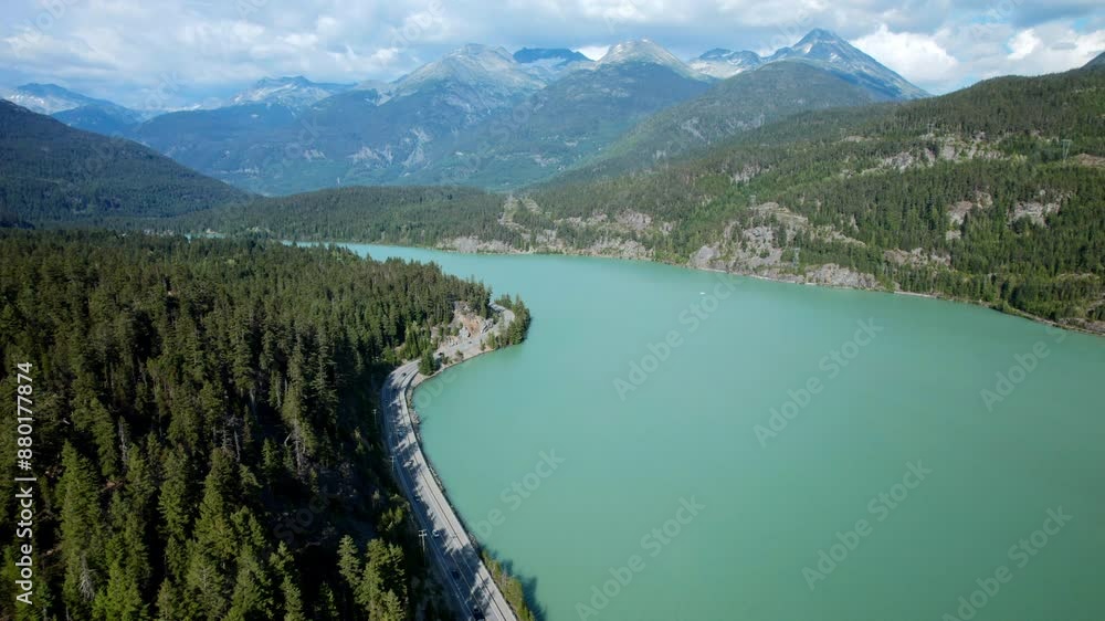 Sea to Sky Highway by Green Lake Drone Shot Sea to Sky Highway by Green Lake Drone Shot