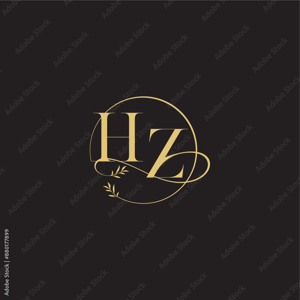 luxury concept wedding monogram design letter circle and organic style HZ luxury concept wedding monogram design letter circle and organic style HZ