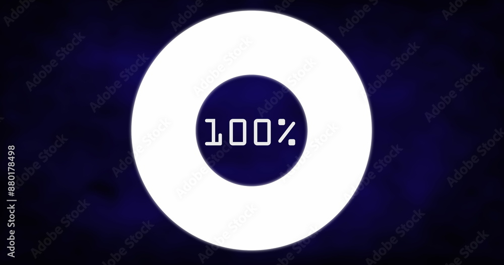 Fototapeta premium Image of increasing percentage with icon against textured blue background