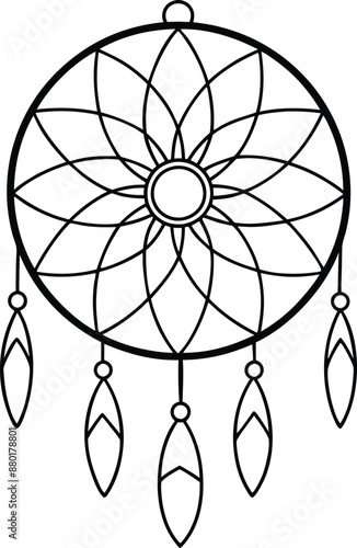 native american indian talisman dreamcatcher vector illustration




