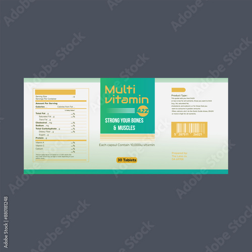 multi vitamin label, Supplement, vitamin label design, label design, food label, health design, bottle product jar label, vita, packaging, capsule label