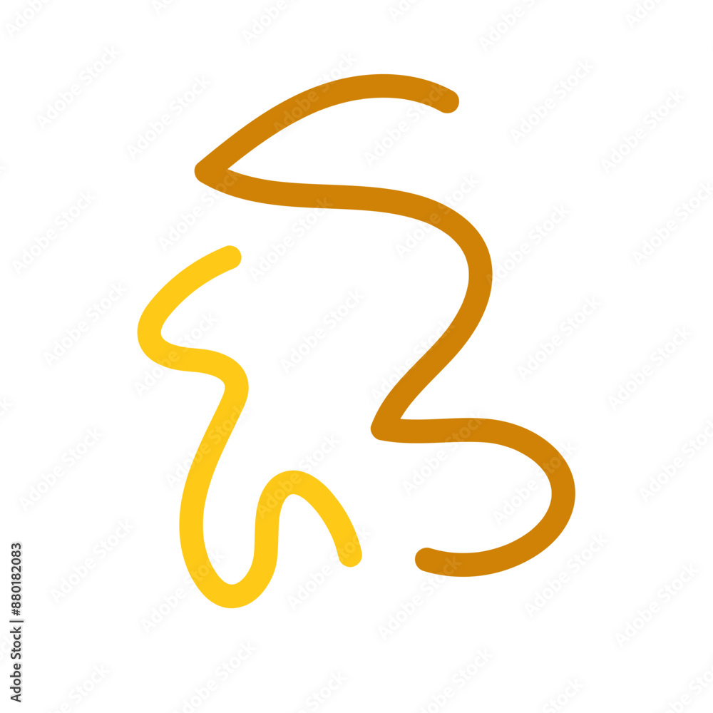 Naklejka premium Brown yellow squiggly lines decorative 