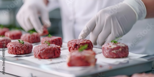 Wallpaper Mural Labgrown cultured beef sustainable ethical alternative to traditional meat production. Concept Sustainable Agriculture, Cultured Meats, Food Innovation, Ethical Farming, Alternative Proteins Torontodigital.ca