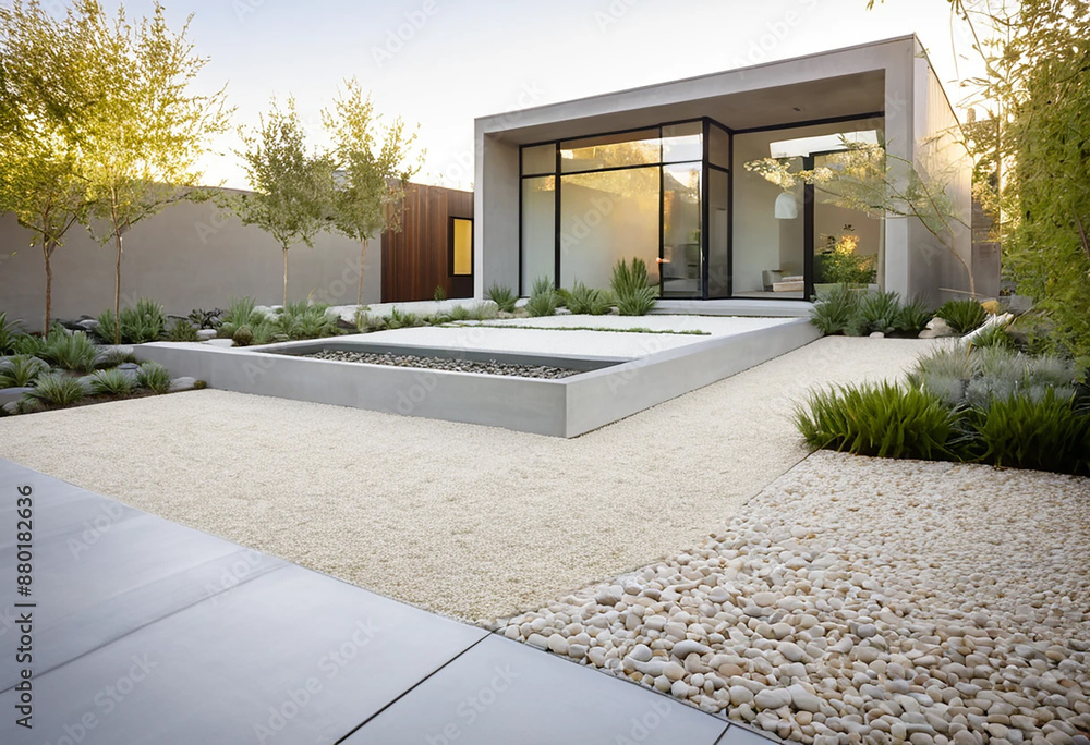 A modern minimalist house as seen from the outside A modern minimalist house as seen from the outside