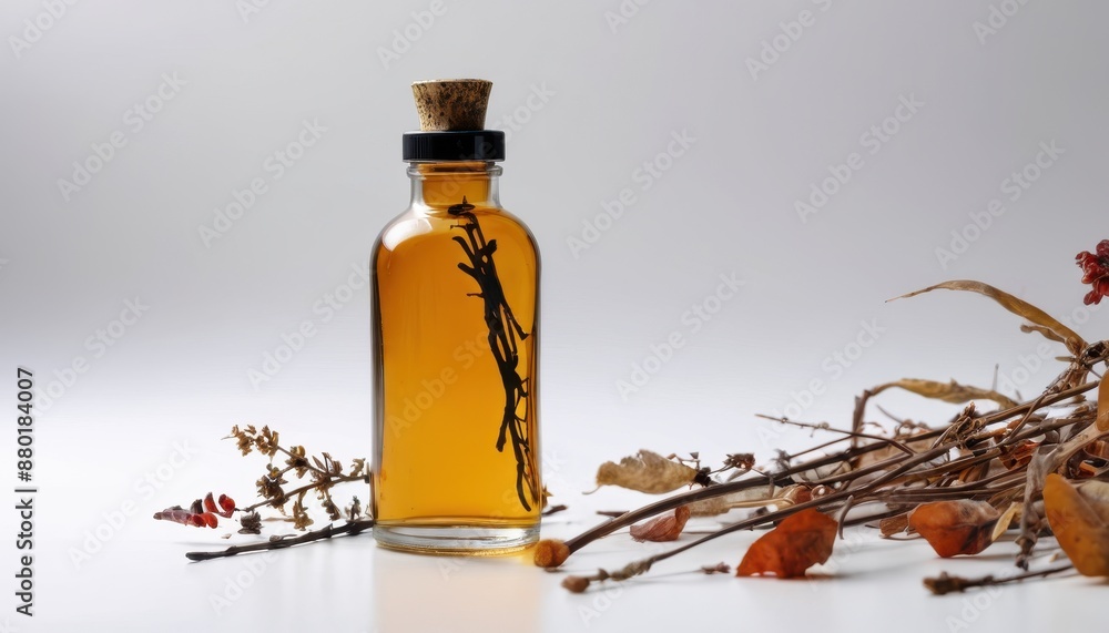 Essential Oil Bottle with Dried Flower. Essential Oil Bottle with Dried Flower.