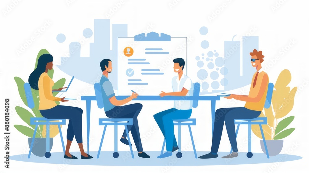 Employer or HR leader is interviewing participants, applying for a company employee, and having read the proficiency test resume to recruit qualified employees, Selection of job applicants. Employer or HR leader is interviewing participants, applying for a company employee, and having read the proficiency test resume to recruit qualified employees, Selection of job applicants.