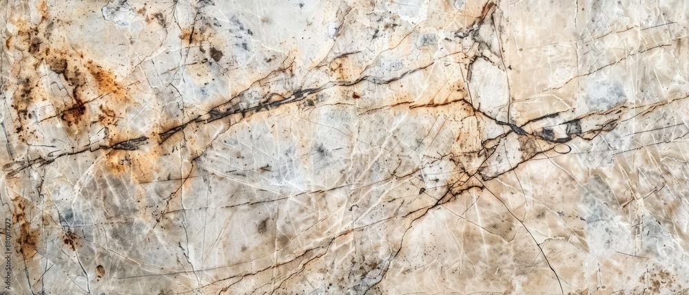 Naklejka premium Panoramic close-up, high detail scan of etched marble texture, Generative AI